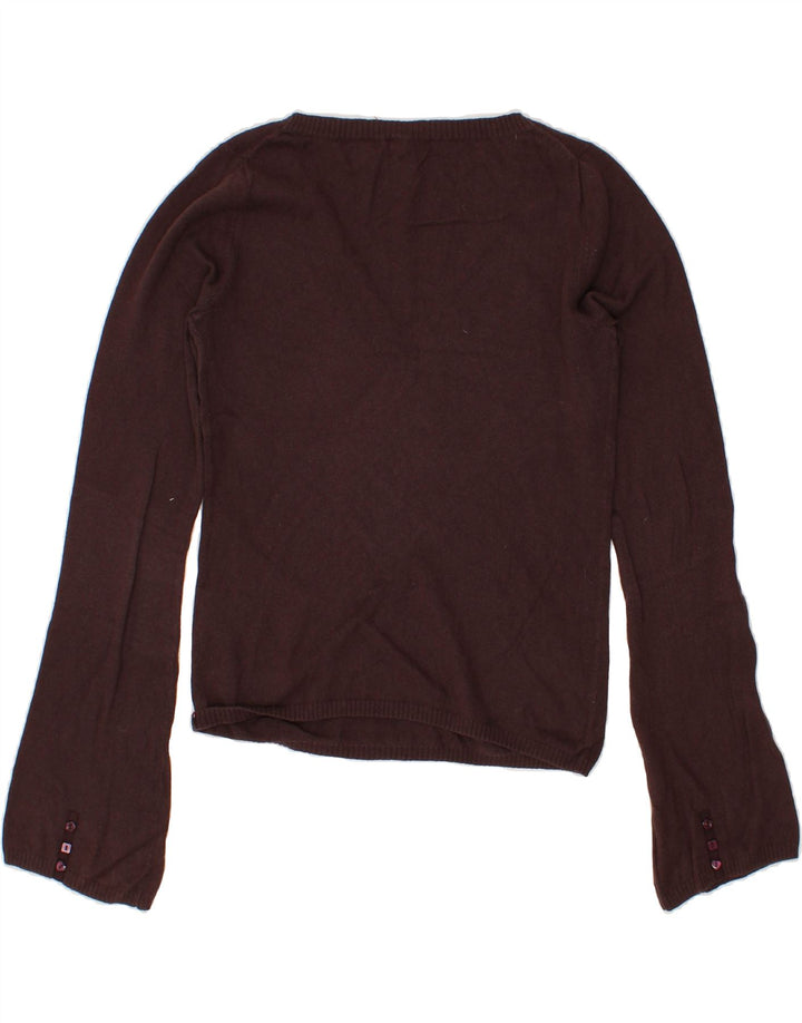 WHITE STUFF Womens V-Neck Jumper Sweater UK 12 Medium  Brown Cotton Vintage White Stuff and Second-Hand White Stuff from Messina Hembry 