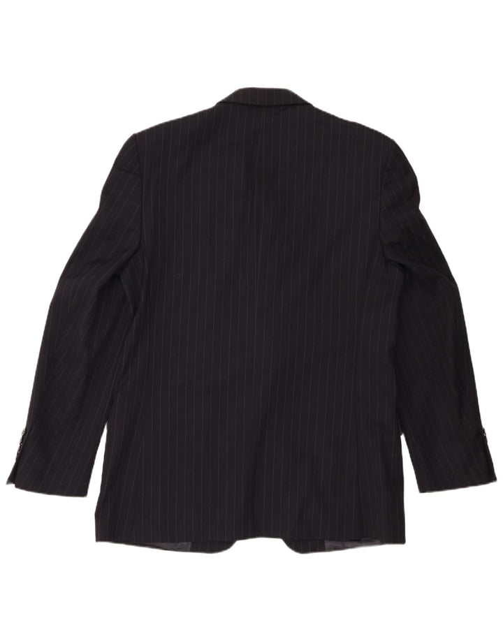 Zara Mens 2 Button Blazer Jacket EU 50 Medium Black Pinstripe Wool