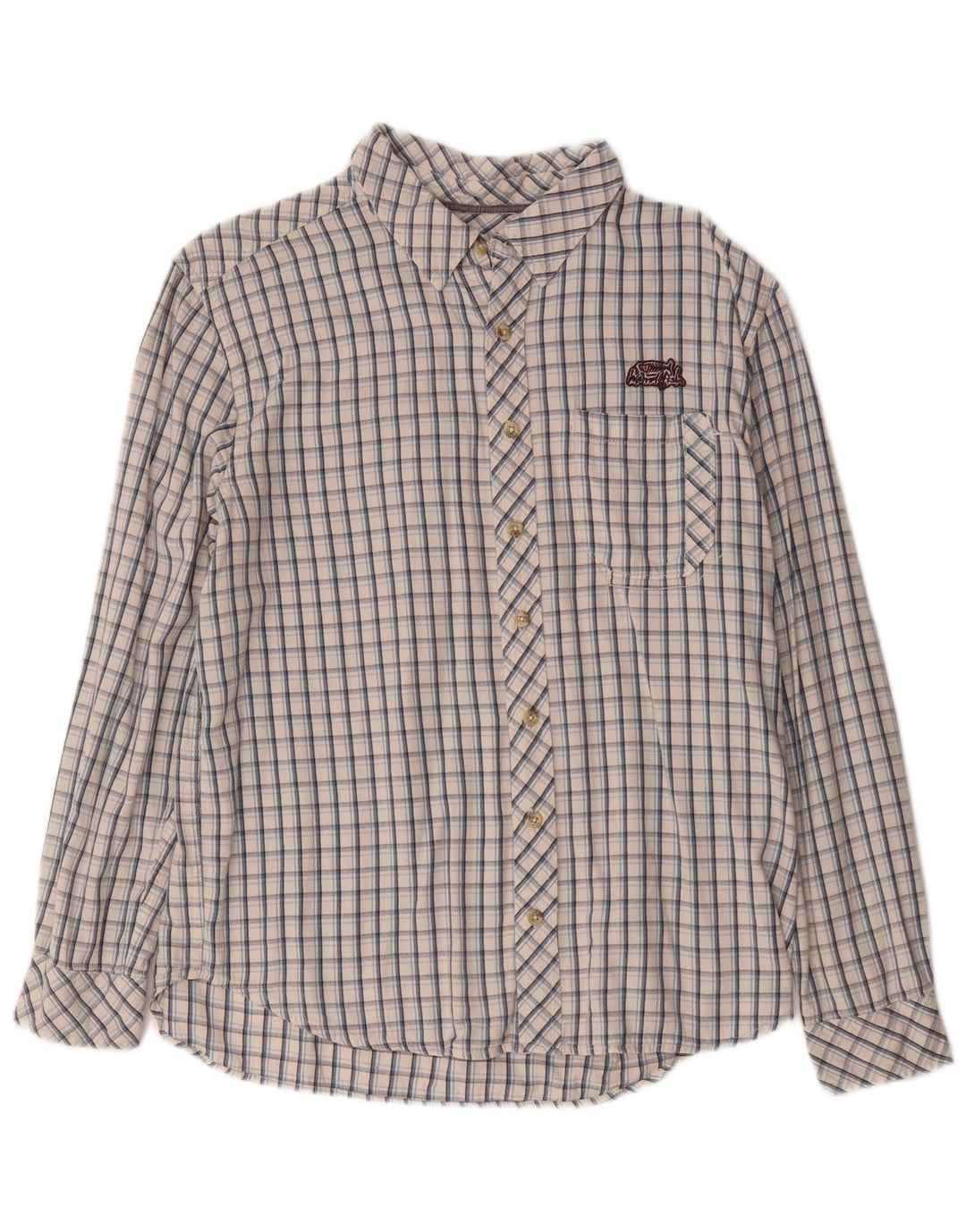 Weird Fish Camisa de hombre grande de algodón a cuadros blancos