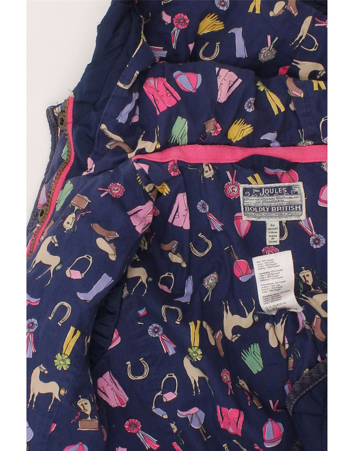 Joules Girls Hooded Quilted Jacket 5-6 Years Navy Blue Polyester
