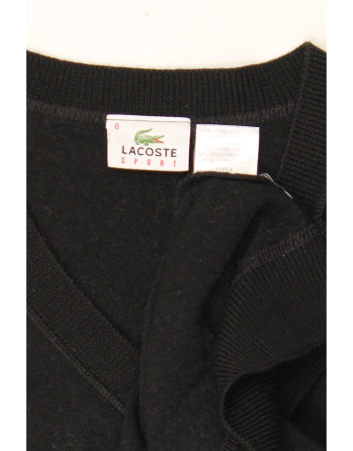 Lacoste Mens V-Neck Jumper Sweater Size 8 3XL Black Wool