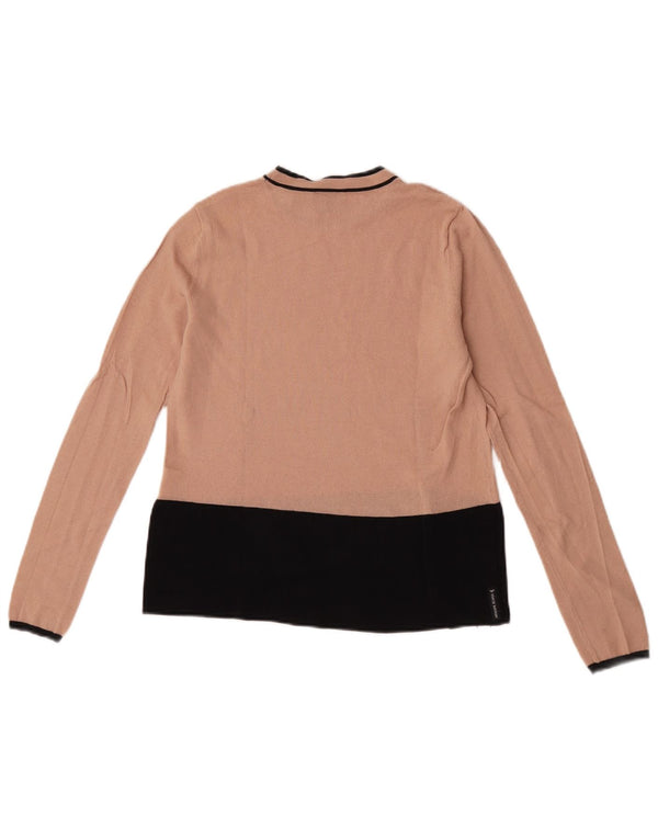Armani Jeans Dame Jumper Sweater UK 12 Medium Beige Colourblock