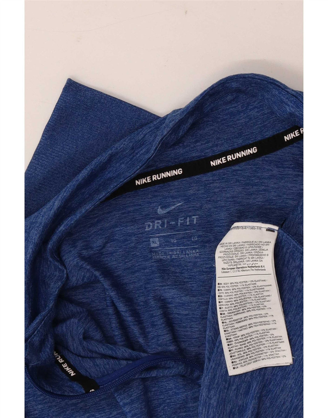 Nike Mens Running Zip Neck Top Long Sleeve XL Blue Flecked Polyester