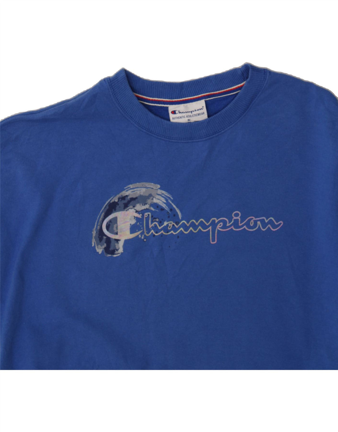 CHAMPION Womens Graphic Sweatshirt Jumper UK 14 Medium Blue Cotton Vintage Champion and Second-Hand Champion from Messina Hembry 