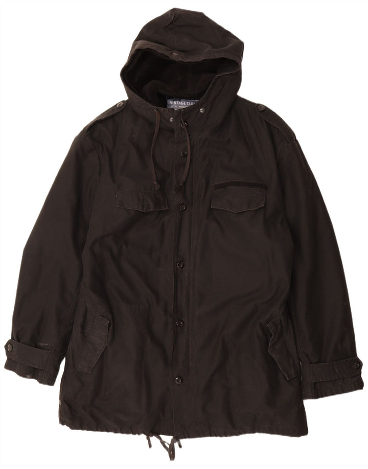 BRANDIT Mens Hooded Parka Jacket UK 46 3XL Black Polyester
