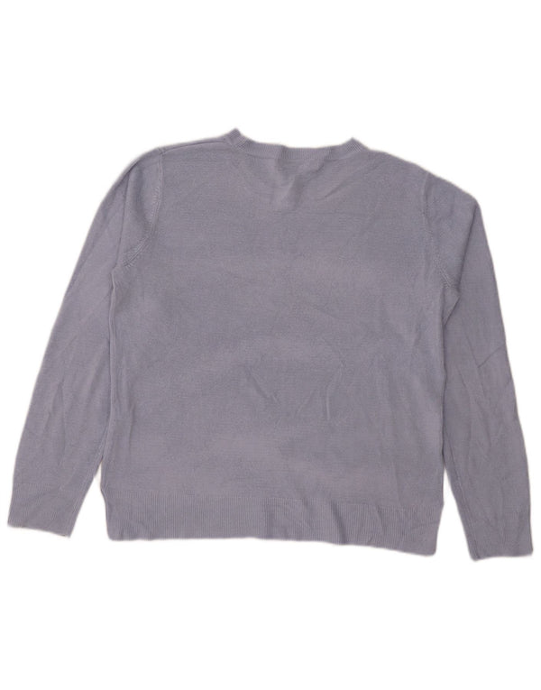 Marks & Spencer Damen-Pullover mit Rundhalsausschnitt, UK 14, Größe L, blaue Viskose