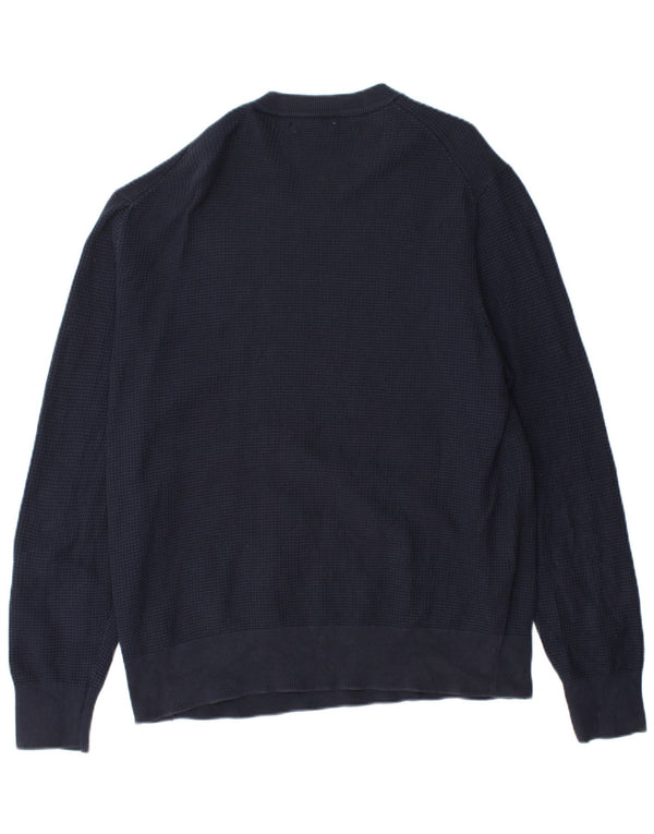 Zara Mens Crew Neck Jumper Sweater Large Navy Blue Cotton