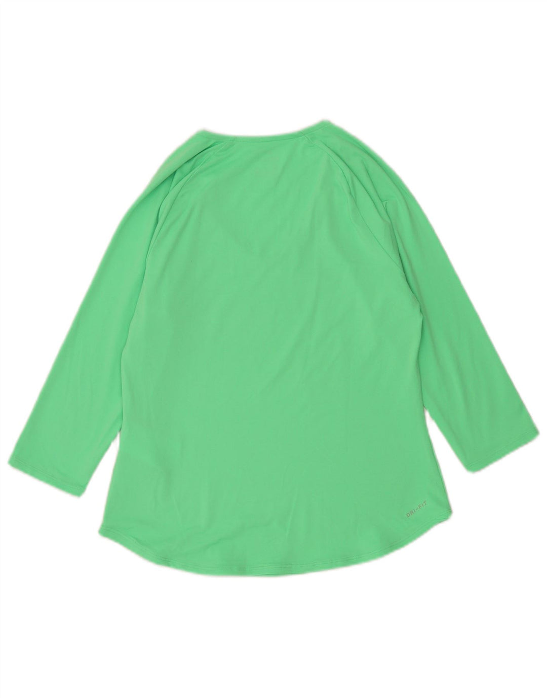 Nike Womens Dri Fit Top 3/4 Sleeve UK 12 Medium Green Polyester