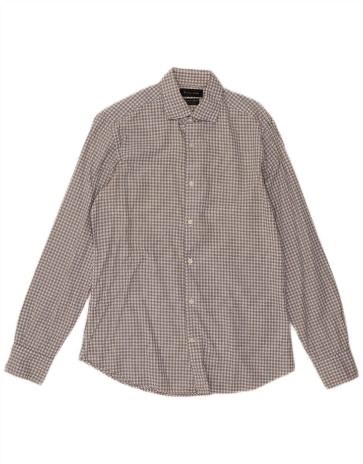 Massimo Dutti Mens Shirt Small Grey Gingham