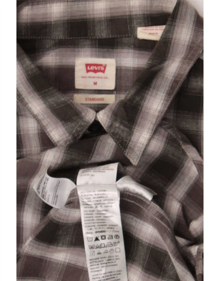 Levi's Mens Standard Fit Shirt Medium Grey Check Cotton
