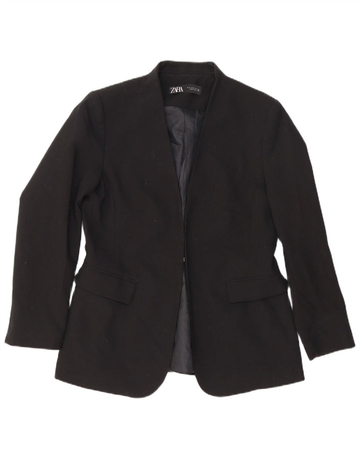 Zara Dame Blazer Jacket UK 18 XL Sort Polyester