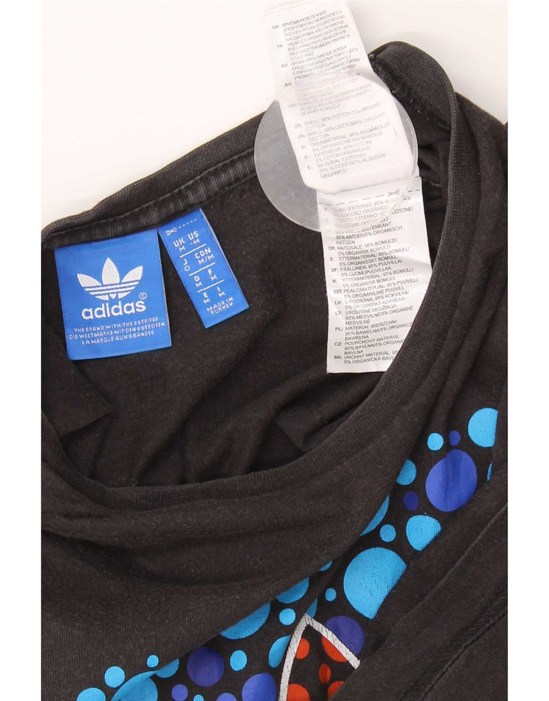 Adidas Mens Graphic T-Shirt Top Medium Black Cotton