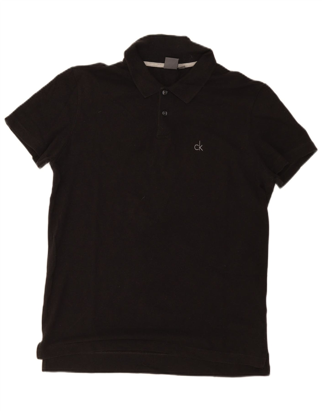 Calvin Klein Mens Polo Shirt IT 48 Medium Black Cotton