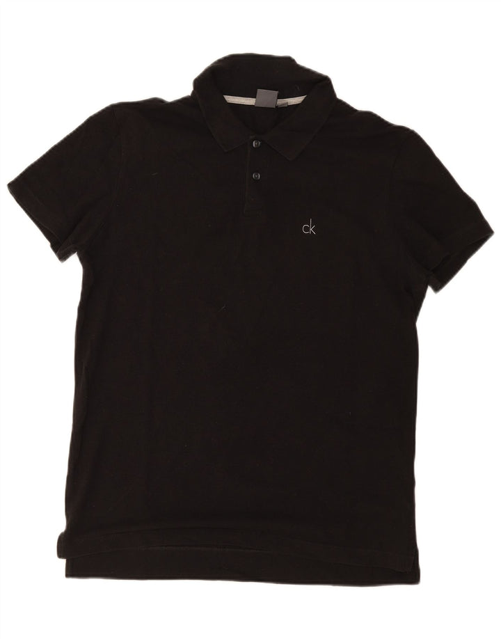 Calvin Klein Mens Polo Shirt IT 48 Medium Black Cotton