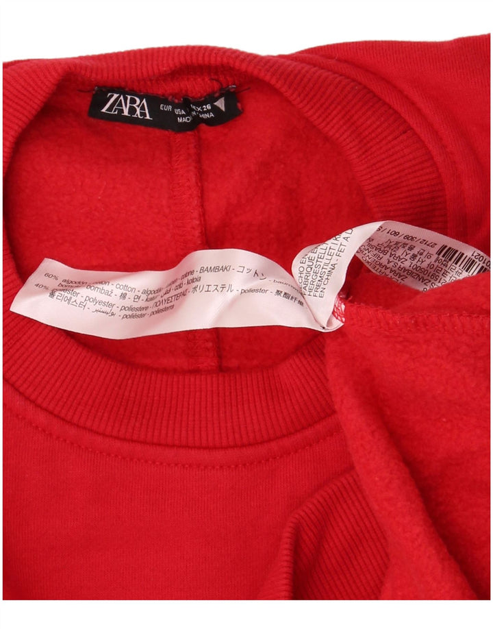 Zara Womens Oversized Sweatshirt Jumper UK 10 Small Red Cotton