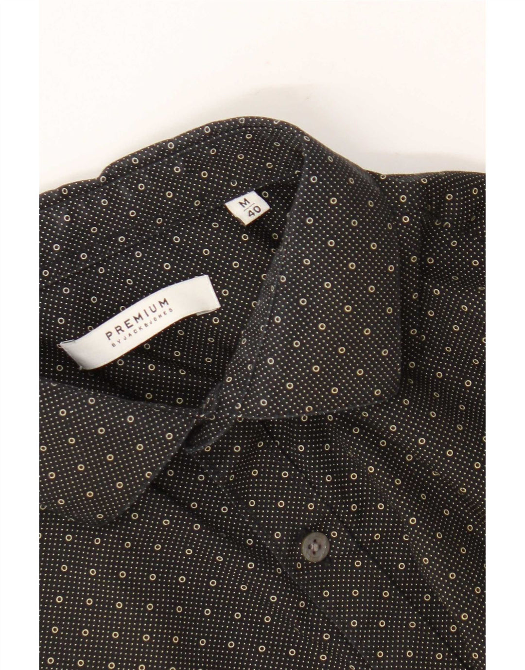 Jack & Jones Mens Shirt Size 40 Medium Black Polka Dot