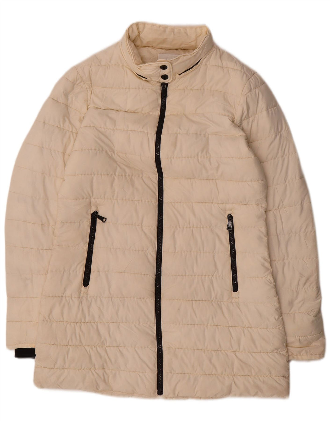 Zara Womens Padded Coat UK 10 Small Off White Polyester