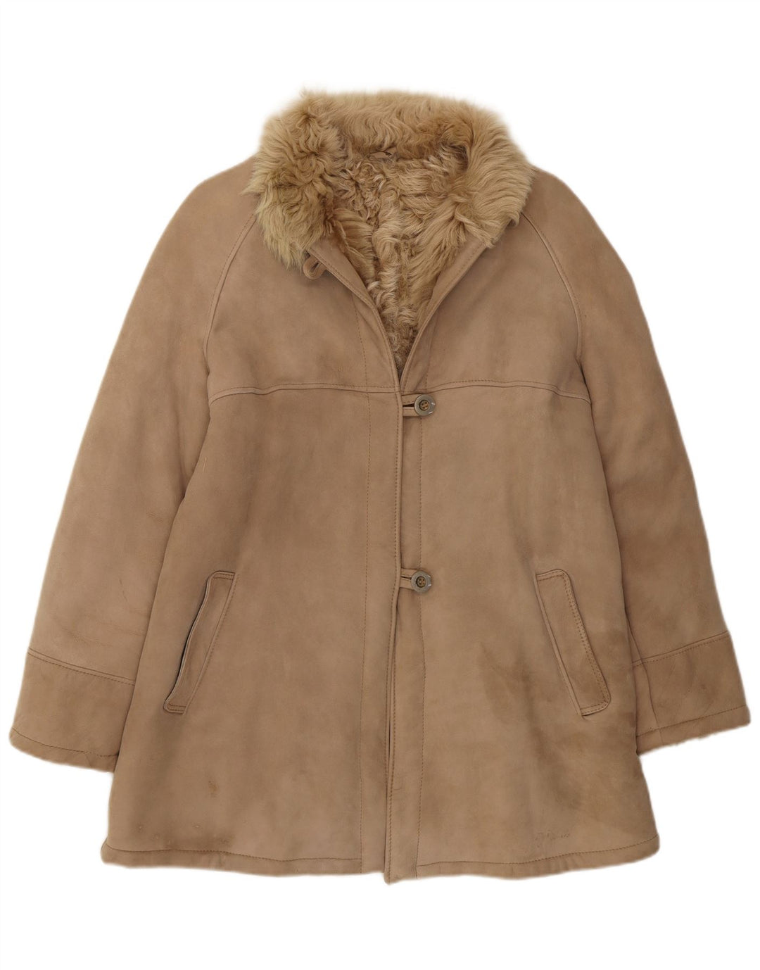 Veste Shearling Femme Vintage UK 8 Petit Brun
