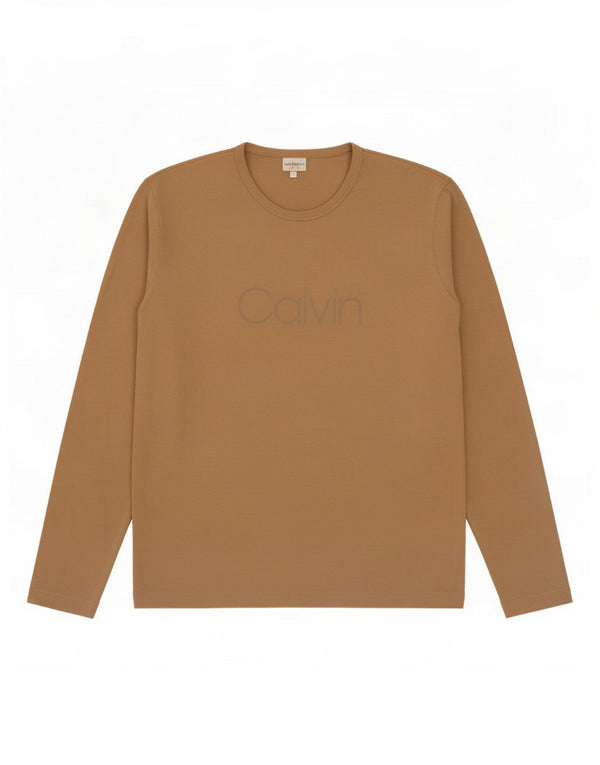 Calvin Klein Mens Graphic Top Long Sleeve Large Beige