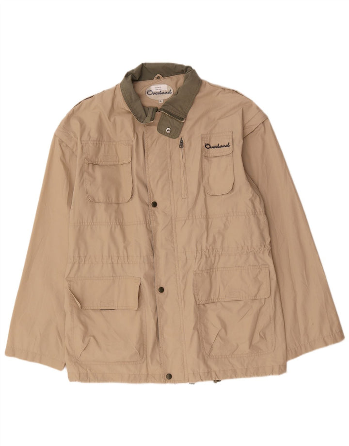 Overland Mens Utility Jacket UK 42 XL Beige Cotton