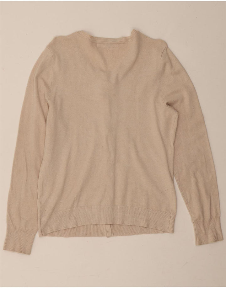 John Lewis Womens Cardigan Sweater UK 12 Medium Beige Viscose