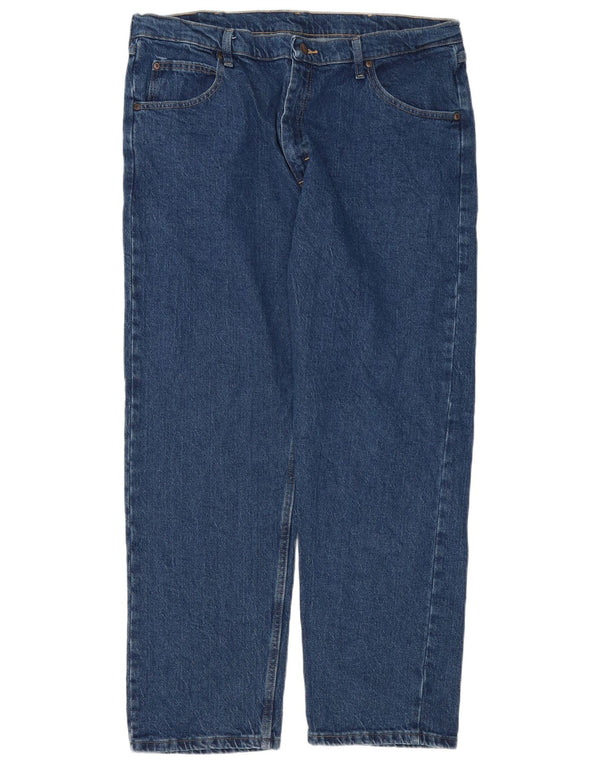 Wrangler Mens Regular Straight Jeans W38 L30 Blue Cotton