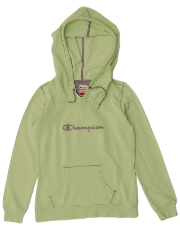 Champion Womens Heritage Fit Graphic Hoodie Pullover UK 10 Small Grüne Baumwolle