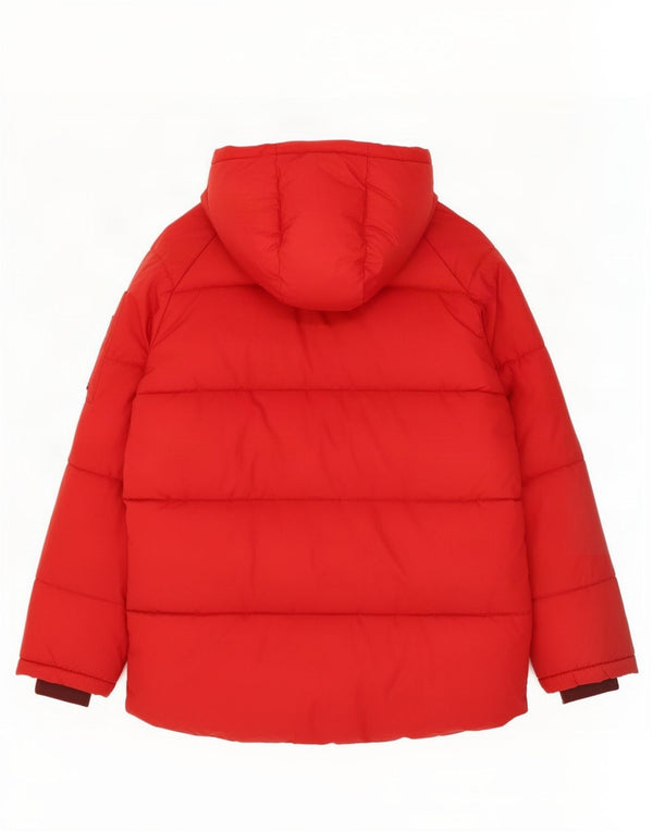 Zara Boys Hooded Padded Coat 11-12 Years Red Polyester