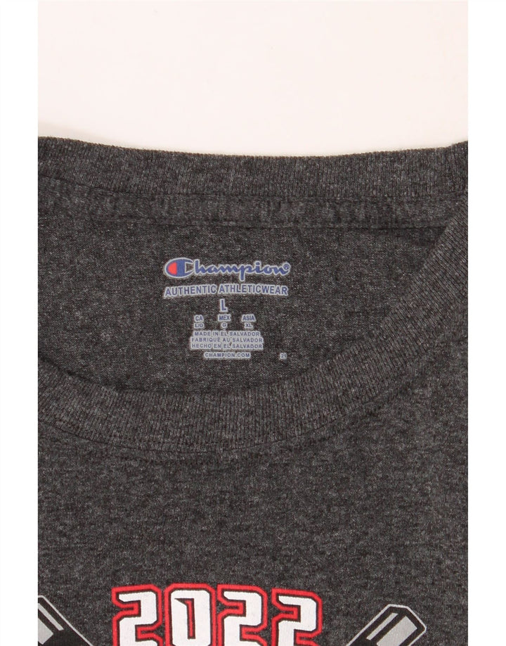 CHAMPION Mens Ohio State Graphic Top Long Sleeve Large Grey Cotton Vintage Champion and Second-Hand Champion from Messina Hembry 