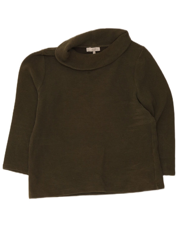 Hobbs Womens Roll Neck Top Long Sleeve UK 16 Large Green Cotton