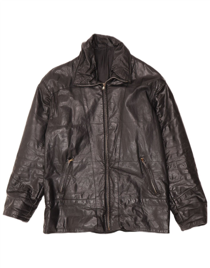 Giacca in pelle vintage da uomo UK 36 piccola nera