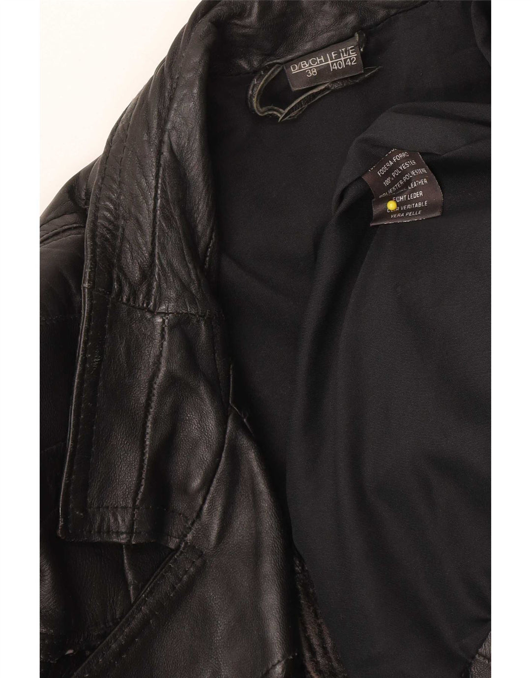 Jaqueta de couro de motociclista vintage feminina IT 42 couro preto médio