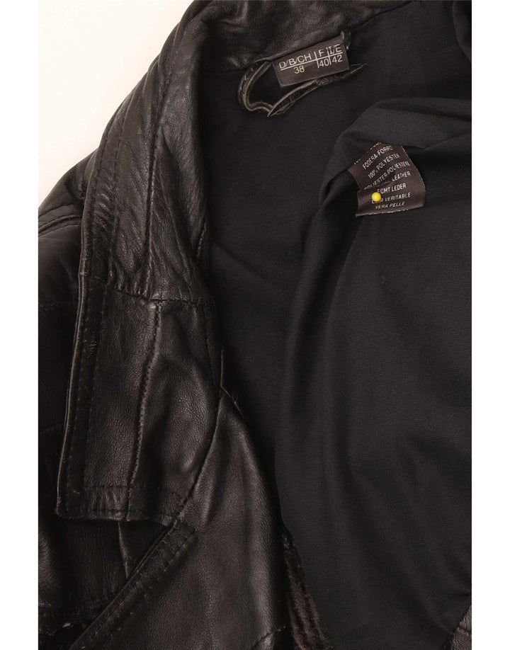 Jaqueta de couro de motociclista vintage feminina IT 42 couro preto médio