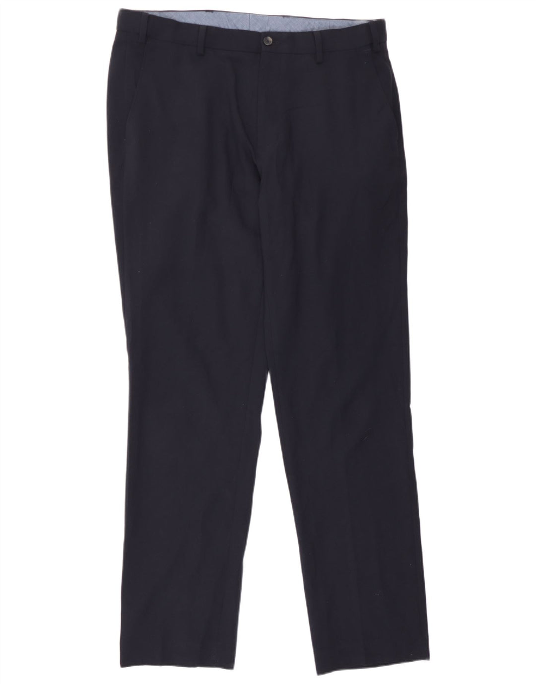 Marks & Spencer Mens Regular Chino Trousers W36 L33 Navy Blue Polyester