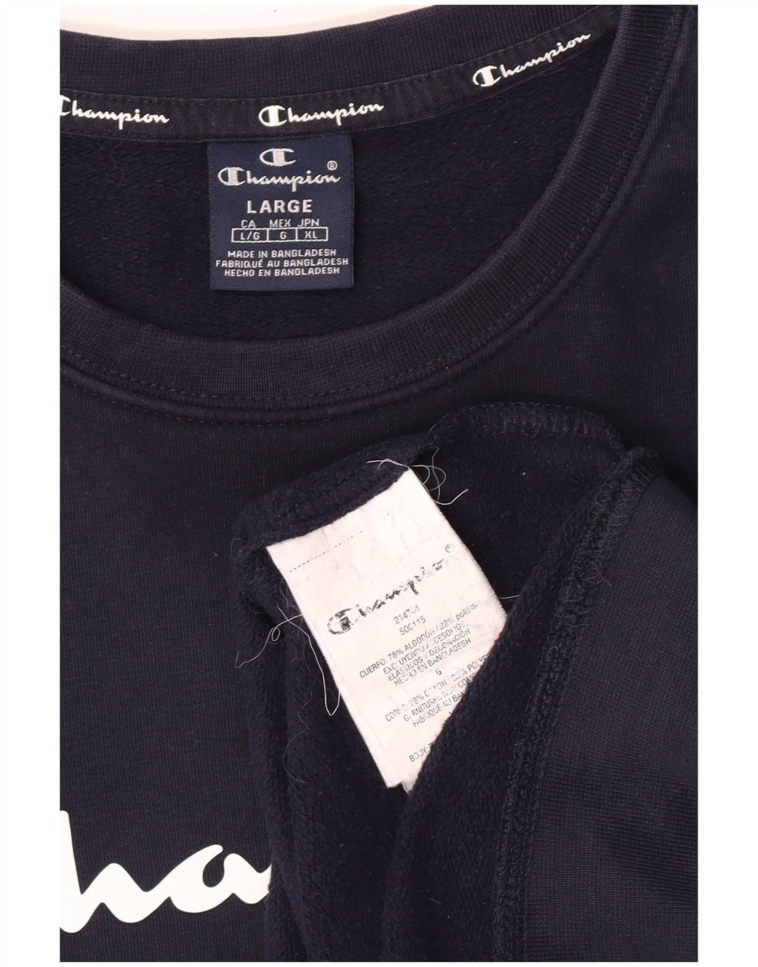 Champion Mens Sweatshirt Jumper Large Navy Blue Cotton