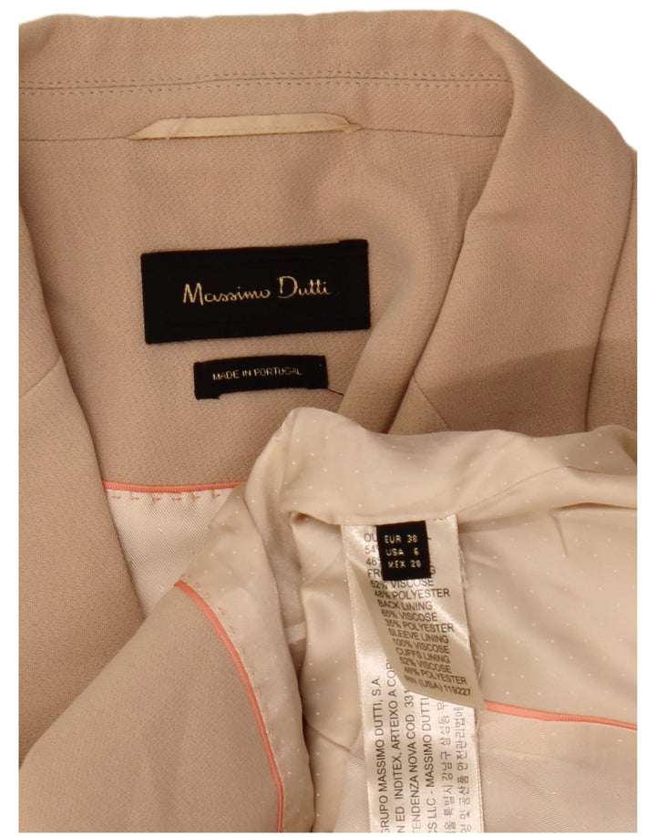 Massimo Dutti Damen 1-Knopf-Blazerjacke EU 38 Small Beige Acryl