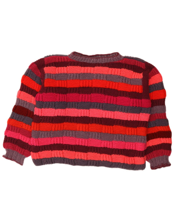 vintage Womens Turtle Neck Jumper Sweater UK 16 Grand Rayé Multicolore