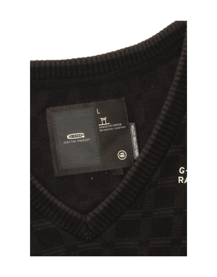 G-STAR Mens Vest Tank Top Large Black Check Cotton Vintage G-Star and Second-Hand G-Star from Messina Hembry 