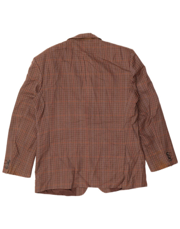 Marks & Spencer Mens Short Blazer Jacket UK 40 Medium Brown Houndstooth