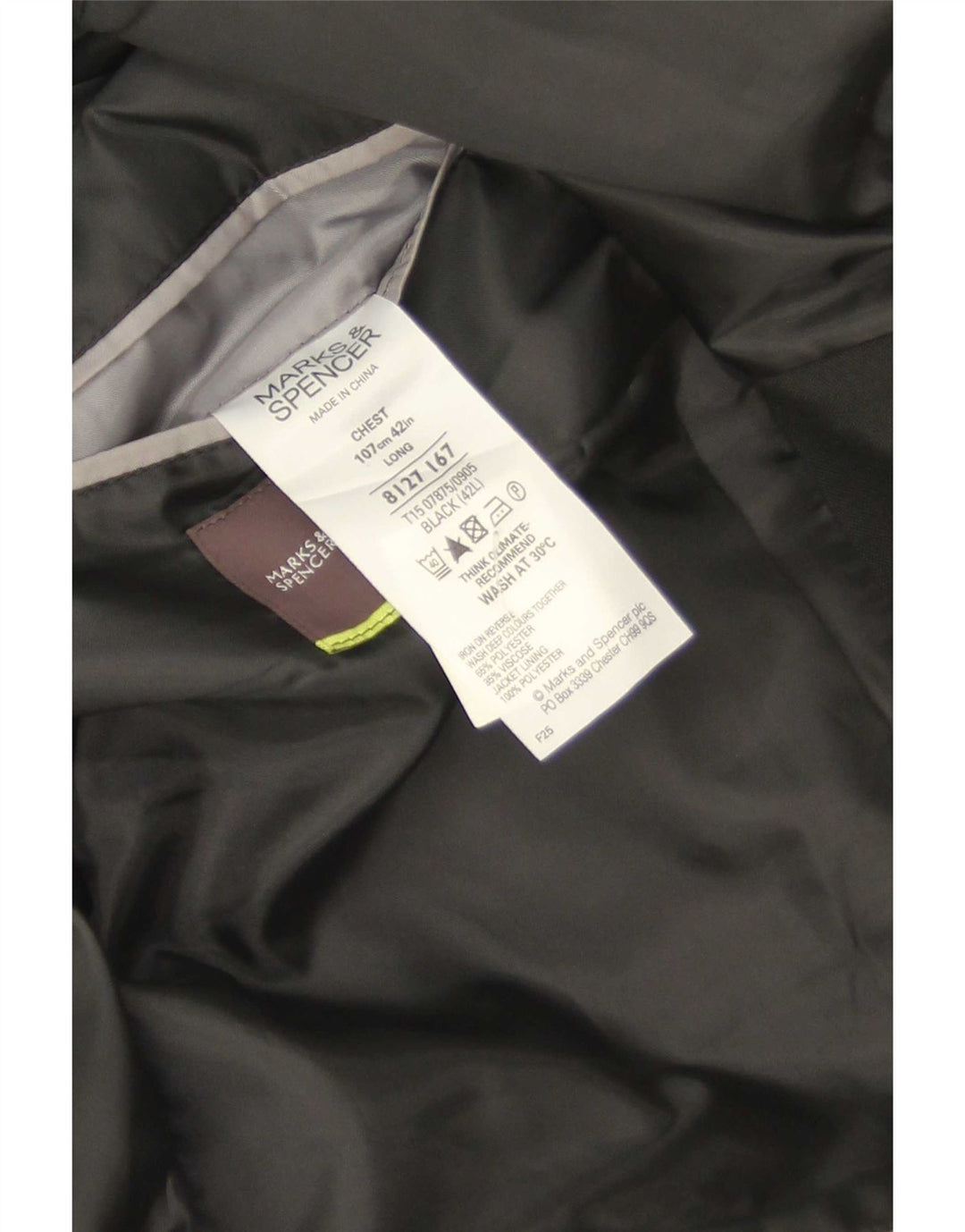 Marks & Spencer Mens 2 Button Blazer Jacket UK 42 Large Black Polyester