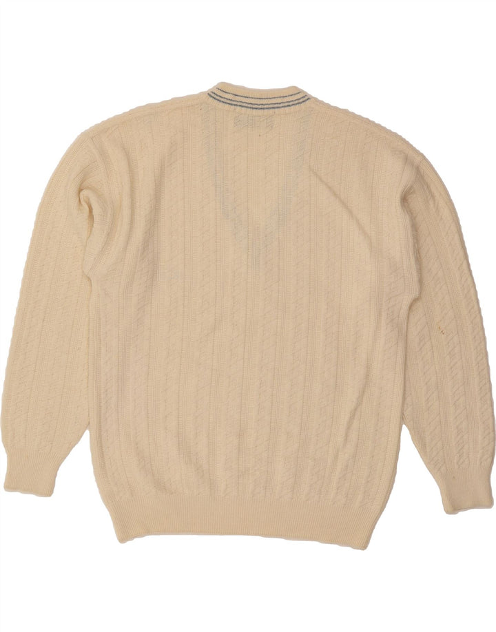 IL GRANCHIO Mens V-Neck Jumper Sweater Medium Beige Wool Vintage Il Granchio and Second-Hand Il Granchio from Messina Hembry 