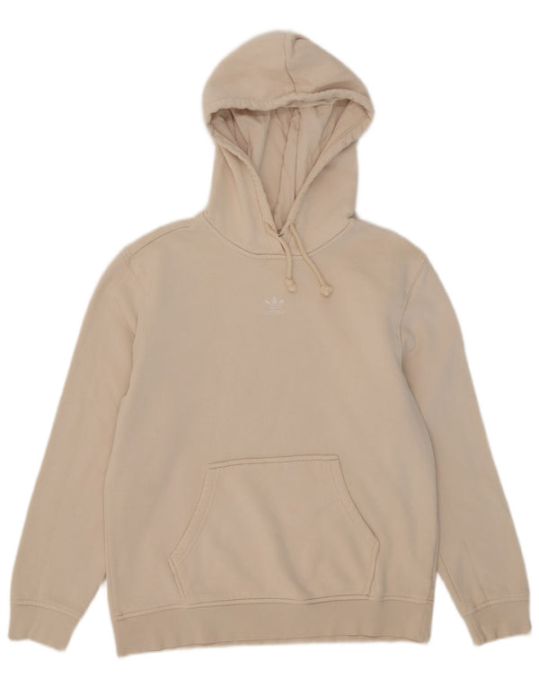 Adidas Damen Kapuzenpullover UK 12 Mittelbeige Baumwolle