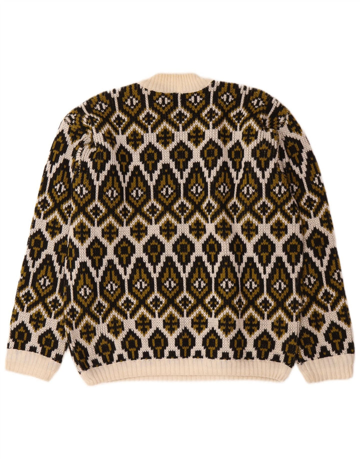 Vintage Womens Turtle Neck Jumper Sweater Medium Off White Fair Isle