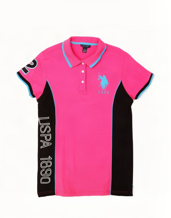 U.S. Polo Assn. Chemise Graphique Femme UK 44 Large Rose Colourblock