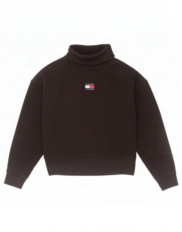 Damska bluza z wywijanym dekoltem Tommy Hilfiger UK 10, mała, czarna bawełna