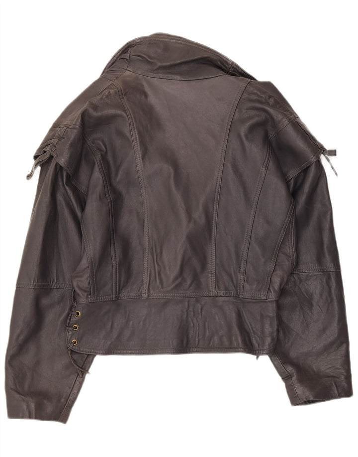 Vintage dame bomber læderjakke UK 12 Medium Grey