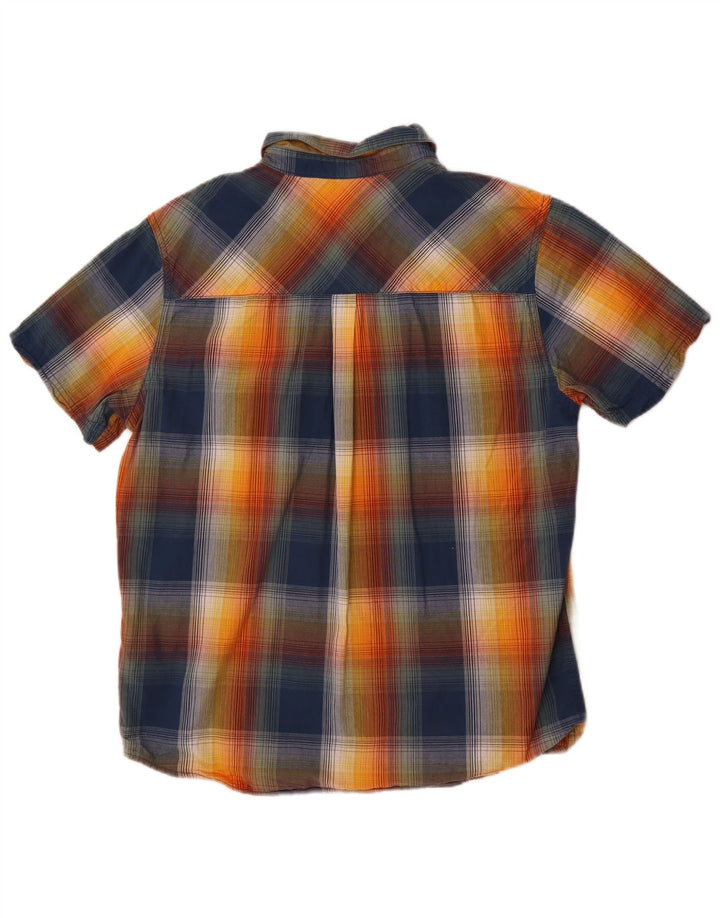 Weird Fish Mens Short Sleeve Shirt Medium Blue Check Cotton