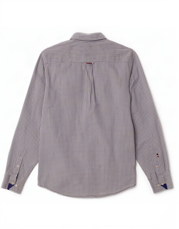 U.S. Polo Assn. Mens Shirt Medium Blue Gingham Cotton