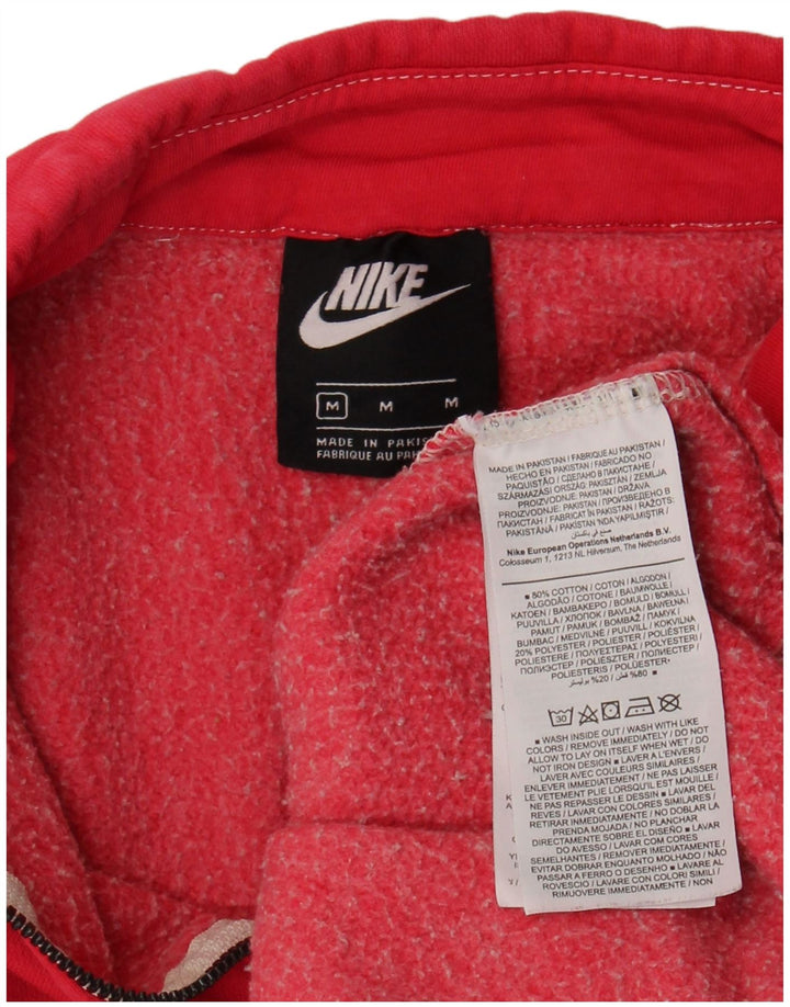 Nike Womens Oversized Zip Neck Sweatshirt Jumper UK 14 Medium Pink Cotton