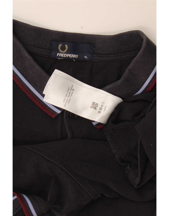 Fred Perry Mens Polo Shirt XL Navy Blue Striped